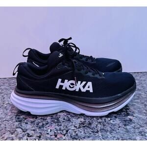 Hoka One One Bondi 8 Black White Shoes Women’s Size 9.5B 1127952 BEHT